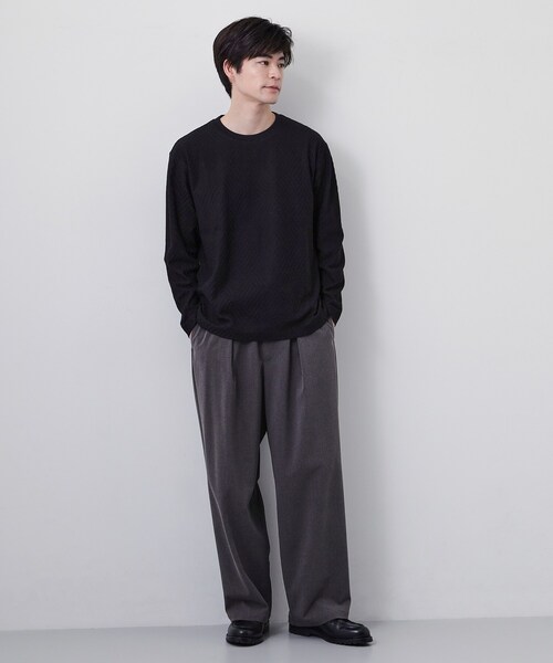 THE SHOP TK tシャツ 「長く愛せる、定番ロンT」リンクスジャカード