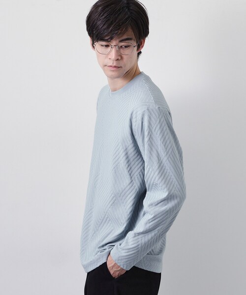 THE SHOP TK tシャツ 「長く愛せる、定番ロンT」リンクスジャカード