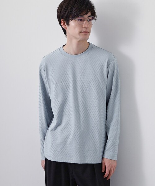 THE SHOP TK tシャツ 「長く愛せる、定番ロンT」リンクスジャカード