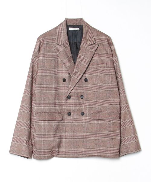 y/m（イム） チェック柄テーラードジャケット M ブラウン レディース