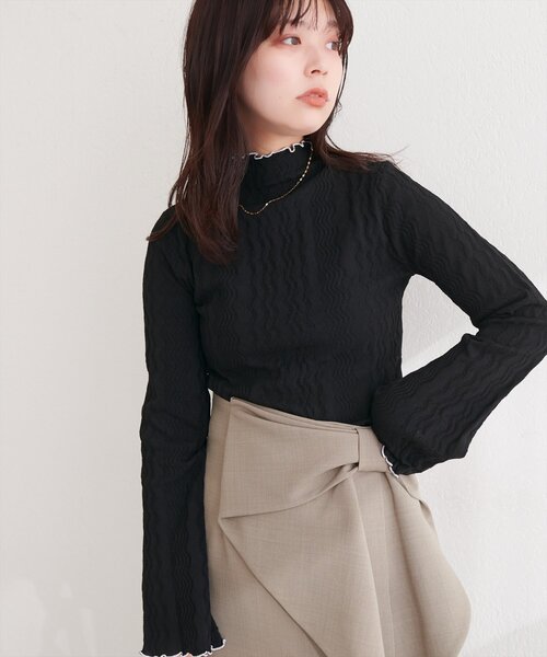 シンプル プチ ハイネックニット natural couture  黒 新品 natural couture ニット セーター プチハイメローニット レディース