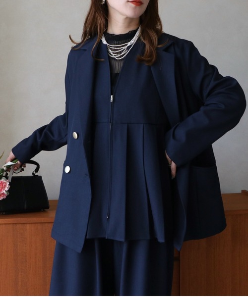 【HIROKIN】スーツセレクト　テーラードジャケット　ダブル　青　マリゾ ジャケット テーラードジャケット ダブルテーラードジャケット