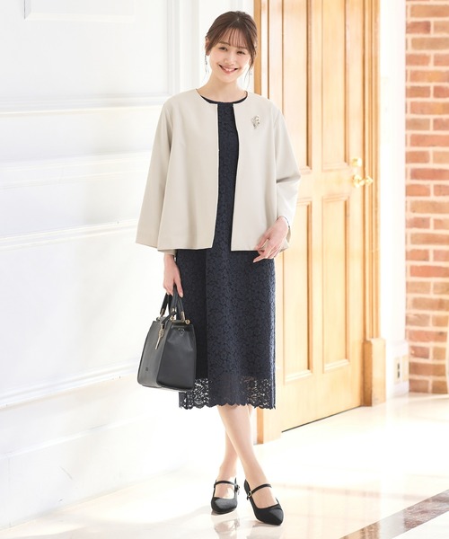 「Honeys」 「GLACIER」7分袖ワンピース S ネイビー レディース_画像4