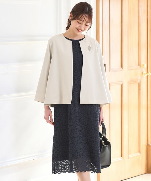 「Honeys」 「GLACIER」7分袖ワンピース S ネイビー レディース_画像5