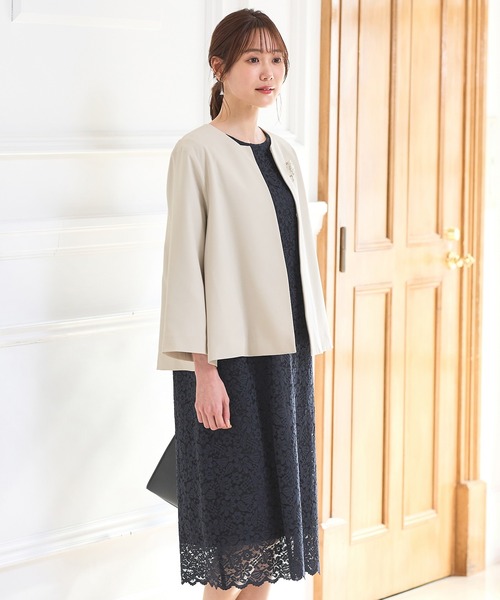 「Honeys」 「GLACIER」7分袖ワンピース S ネイビー レディース_画像6