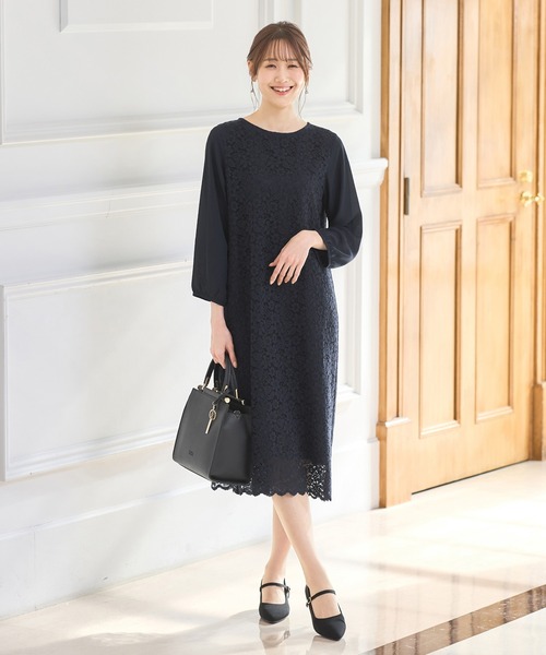 「Honeys」 「GLACIER」7分袖ワンピース S ネイビー レディース_画像7