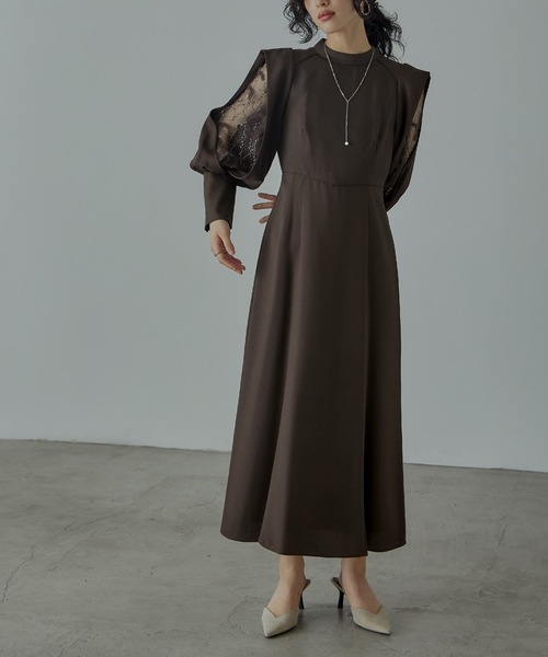 「niana」 長袖ワンピース M ブラウン レディース_画像2