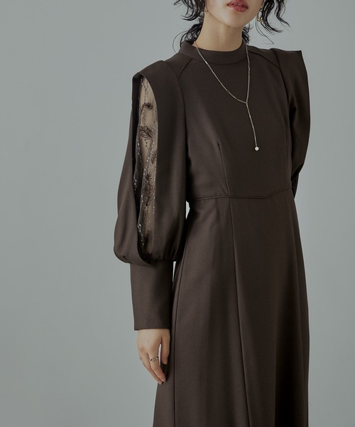 「niana」 長袖ワンピース M ブラウン レディース_画像3