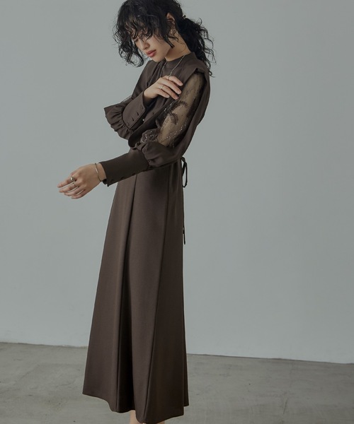 「niana」 長袖ワンピース M ブラウン レディース_画像5