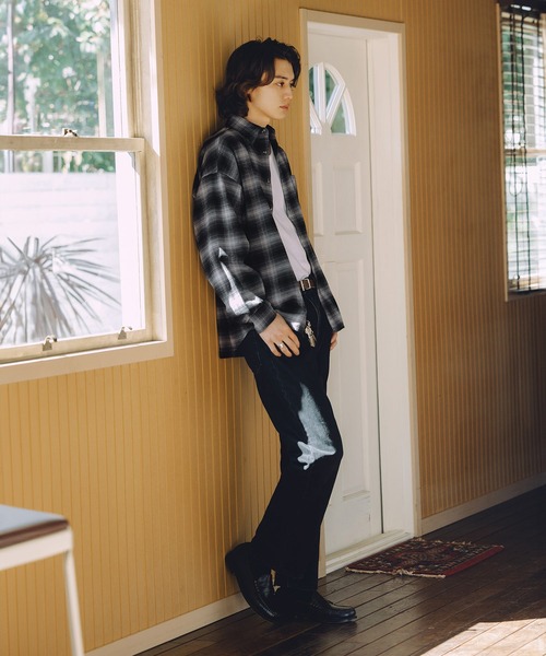 Bleme シャツ ヴィンテージメイク オンブレチェックシャツ メンズ Bleme シャツ ヴィンテージメイク オンブレチェックシャツ メンズ
