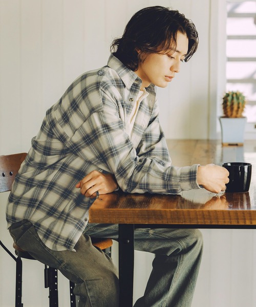 Bleme シャツ ヴィンテージメイク オンブレチェックシャツ メンズ Bleme シャツ ヴィンテージメイク オンブレチェックシャツ メンズ