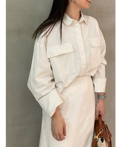 「Mila Owen」 長袖シャツ 0 ネイビー レディース_画像3