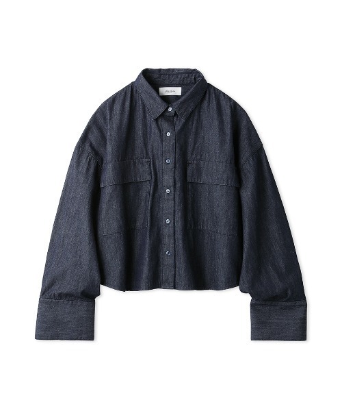 「Mila Owen」 長袖シャツ 0 ネイビー レディース_画像5