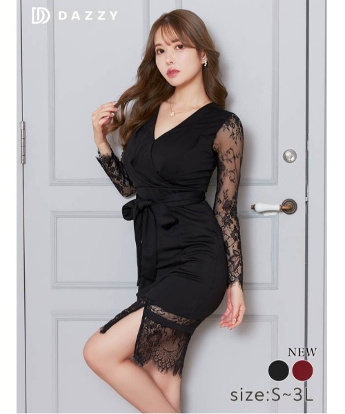 「DAZZY」 長袖ワンピース L ブラック レディース_画像4
