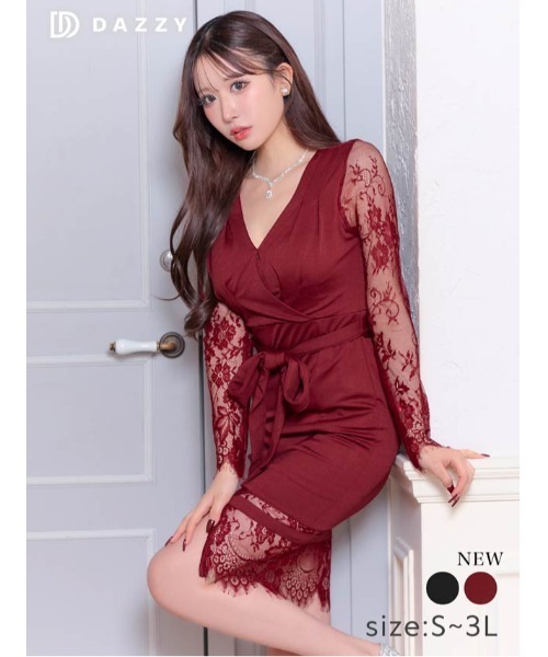 「DAZZY」 長袖ワンピース L ブラック レディース_画像7