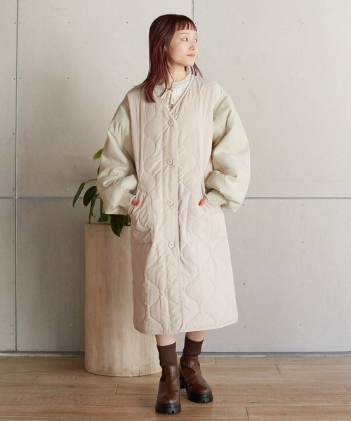「w closet」 ノーカラーコート FREE キナリ レディース_画像6