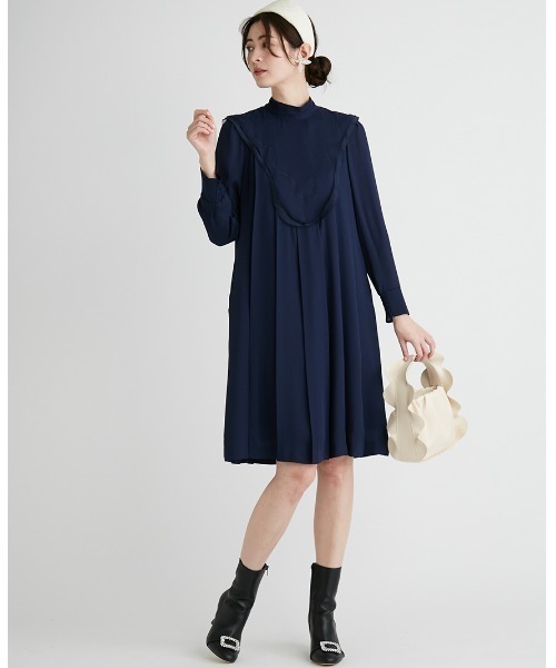 「CELFORD」 長袖ワンピース「HANAE MORIコラボ」 38 ブラック レディースの画像