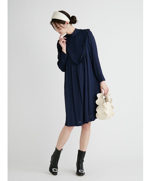 「CELFORD」 長袖ワンピース「HANAE MORIコラボ」 38 ブラック レディースの画像
