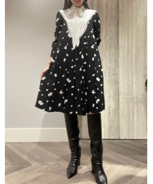 「CELFORD」 長袖ワンピース「HANAE MORIコラボ」 38 ブラック レディースの画像
