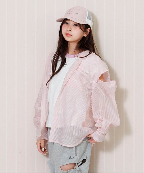 16日迄⭐︎ALLブランド子供服（ALGY by LOVEiT他）計36点☆130 algy（アルジー） ブラウス シャツ 2WAYシアーシャツ キッズ 子供服
