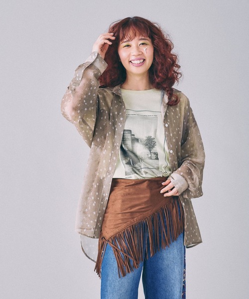 LEPSIM（レプシィム） ブラウス シャツ 2WAY柄シアー長袖シャツ 664892