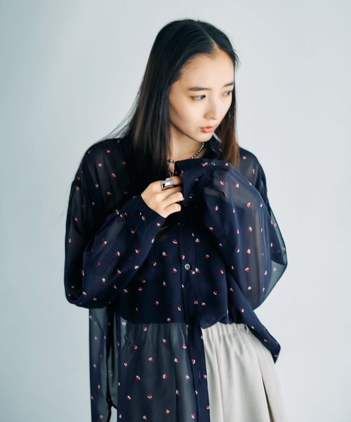 LEPSIM（レプシィム） ブラウス シャツ 2WAY柄シアー長袖シャツ 664892