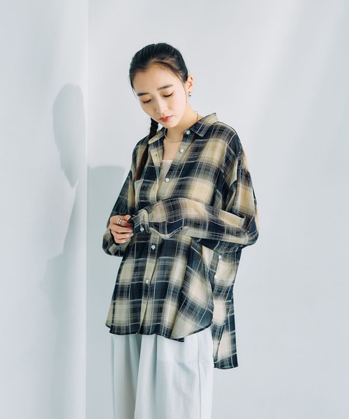 LEPSIM（レプシィム） ブラウス シャツ 2WAY柄シアー長袖シャツ 664892
