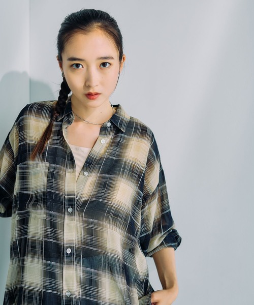 LEPSIM（レプシィム） ブラウス シャツ 2WAY柄シアー長袖シャツ 664892 