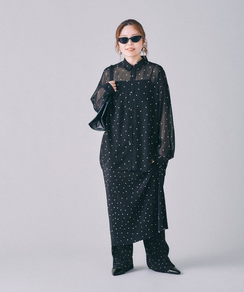 LEPSIM（レプシィム） ブラウス シャツ 2WAY柄シアー長袖シャツ 664892