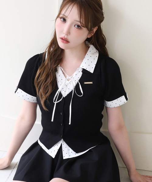 tシャツ シャツドッキング半袖トップス レディースの画像
