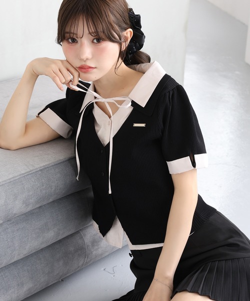 one after another NICE CLAUP tシャツ シャツドッキング半袖トップス