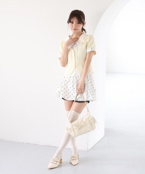tシャツ シャツドッキング半袖トップス レディースの画像