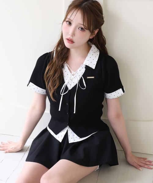 NICE CLAUP シャツドッキング半袖トップス one after another NICE CLAUP tシャツ シャツドッキング半袖トップス