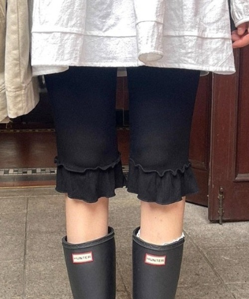 パンツ リブフリルカプリレギンスパンツ レディース : ZOZOTOWN Yahoo