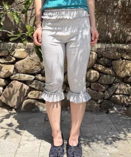 パンツ リブフリルカプリレギンスパンツ レディース : ZOZOTOWN Yahoo