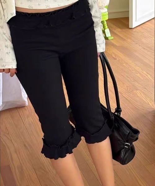 パンツ リブフリルカプリレギンスパンツ レディース : ZOZOTOWN Yahoo