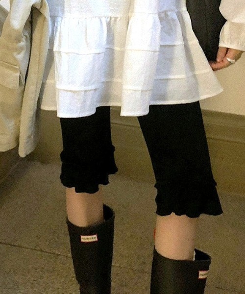 パンツ リブフリルカプリレギンスパンツ レディース : ZOZOTOWN Yahoo