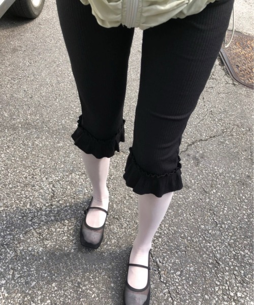 パンツ リブフリルカプリレギンスパンツ レディース : ZOZOTOWN Yahoo