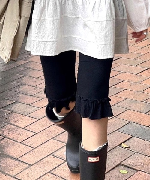 パンツ リブフリルカプリレギンスパンツ レディース : ZOZOTOWN Yahoo