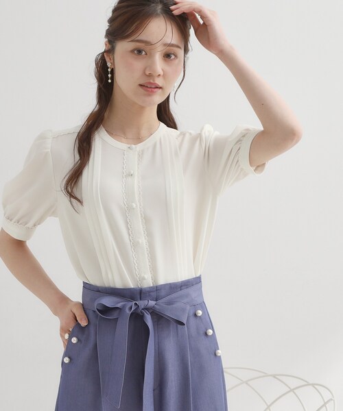 ブラウス シャツ 「洗える」ピンタック ブラウス レディースの画像