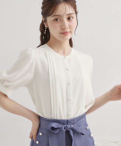 ブラウス シャツ 「洗える」ピンタック ブラウス レディースの画像