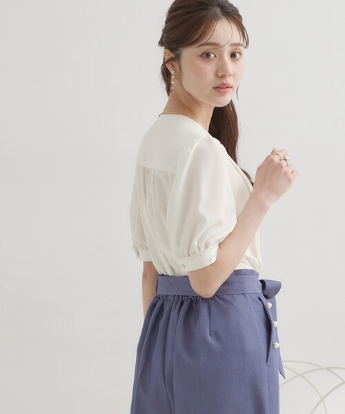 ブラウス シャツ 「洗える」ピンタック ブラウス レディースの画像