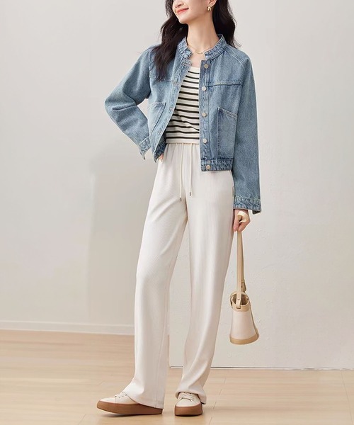「BLANC FICELLE」 デニムジャケット M インディゴブルー レディース_画像7