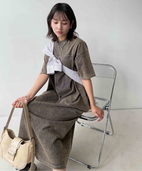 タグ付き新品未使用★as know asアズノウアズ半袖ワンピース AS KNOW AS（アズノゥアズ） ワンピース 夏 半袖 天竺とデニム切り替え