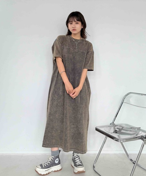 AS KNOW AS（アズノゥアズ） ワンピース 夏 半袖 天竺とデニム切り替え