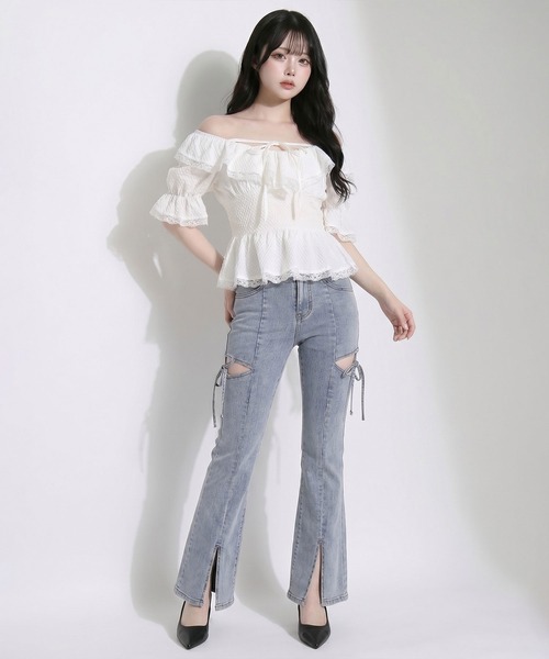 「DearMyLoveRose」 半袖ブラウス - ホワイト レディース_画像4