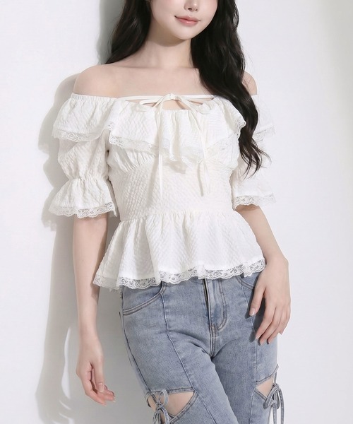 「DearMyLoveRose」 半袖ブラウス - ホワイト レディース_画像5