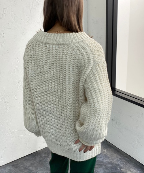 apres jour mignon カーディガン 1.5G手編み風カーディガン