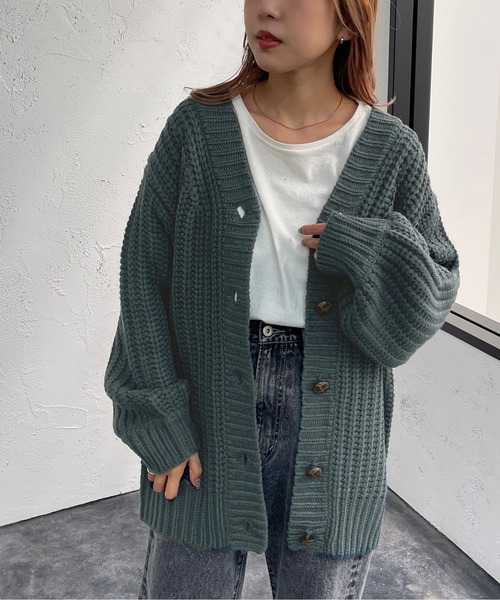 【みるさん専用】mignon カーディガン apres jour mignon カーディガン 1.5G手編み風カーディガン