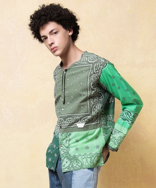 FORSOMEONE バンダナ FORSOMEONE シャツ BANDANA REMAKE SHIRT メンズ : ZOZOTOWN